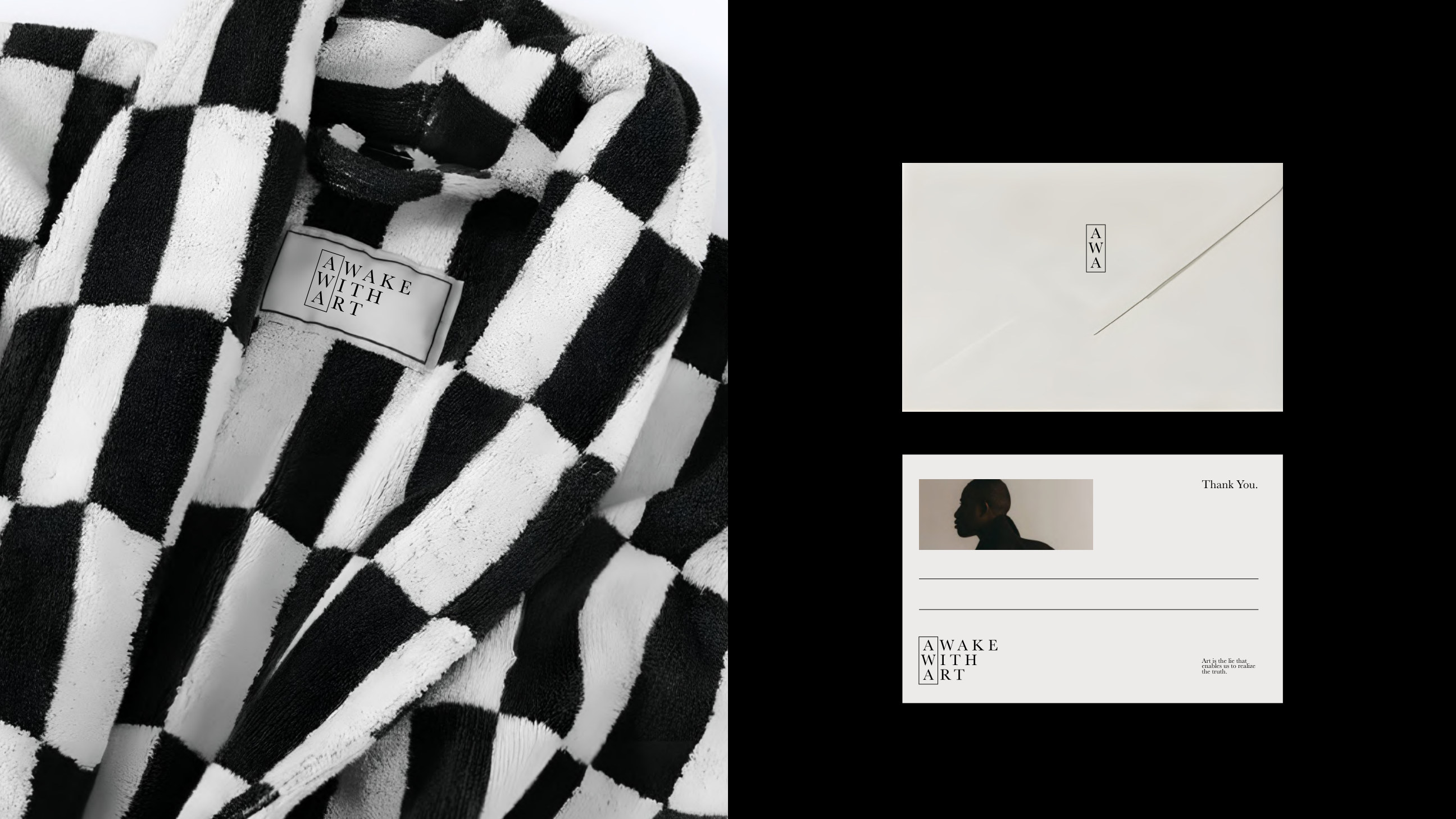 Damier signature Awake With Art, enveloppe et carte de remerciement